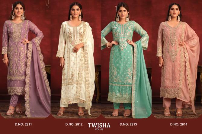 Twisha Vol 28 2800 Series Viscose Organza Designer Salwar Suits Wholesalers In Delhi